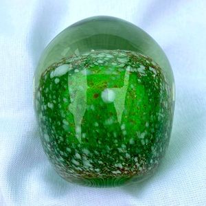 Vintage Green Confetti Glass Paperweight